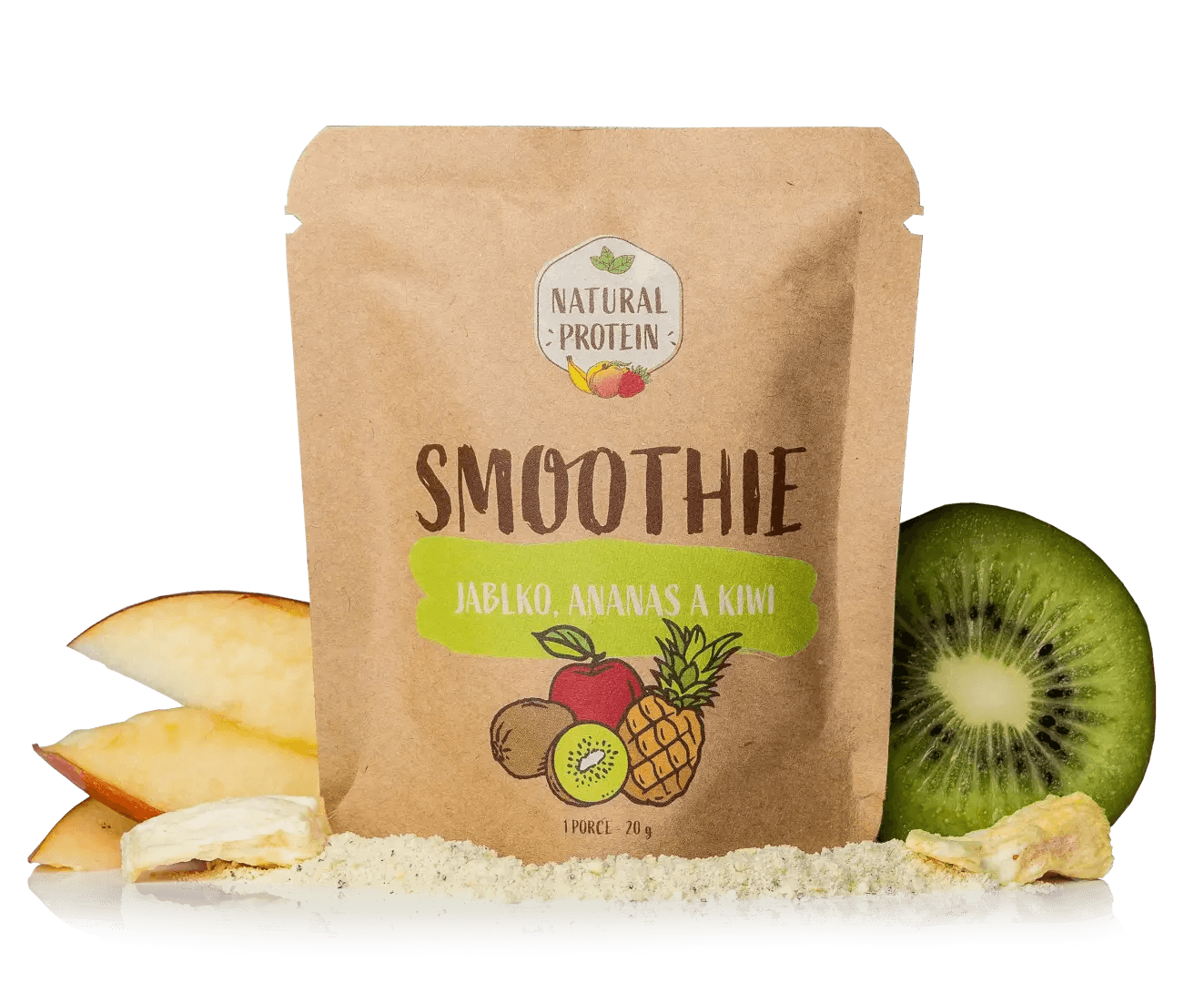 NaturalProtein Smoothie - Ananas, kiwi, jablko (20 g)