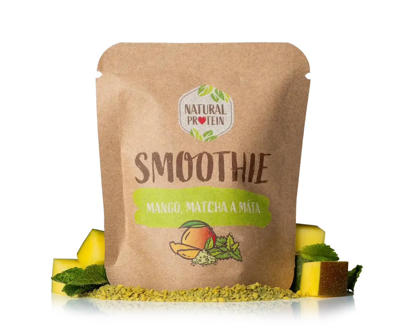 NaturalProtein Smoothie - Mango + matcha + máta (20 g)