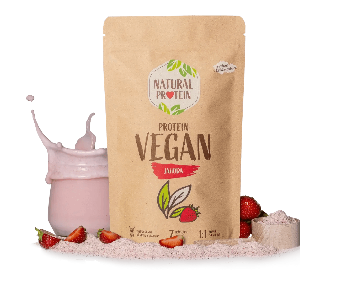 NaturalProtein Veganský protein - Jahoda (350 g)